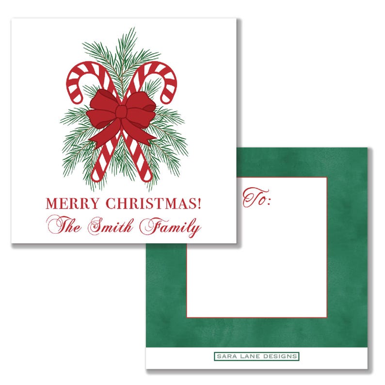 Printable Candy Cane Gift Tag Christmas Treat Tag Digital Self Edit Tag