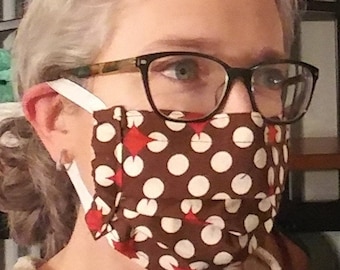 Cotton Face Mask Washable | Reusable | Filter Pocket | Adjustable Nose Wire | Protective Mask | Made in USA