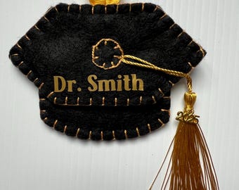Personalized Graduation Tam Ornament: Black & Gold Masters/Doctoral Cap