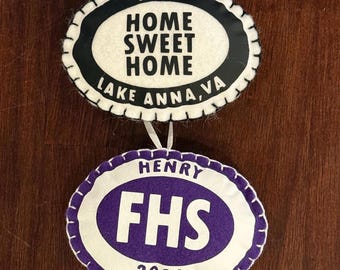 Custom Oval Felt Decal Ornament with Iron on Vinyl: Graduation, Family Reunion, House Warming, School Initial Decal