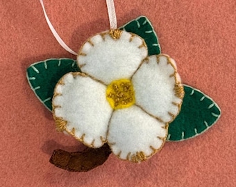 Handmade Felt Dogwood Flower Ornament: North Carolina & Virginia State Flower