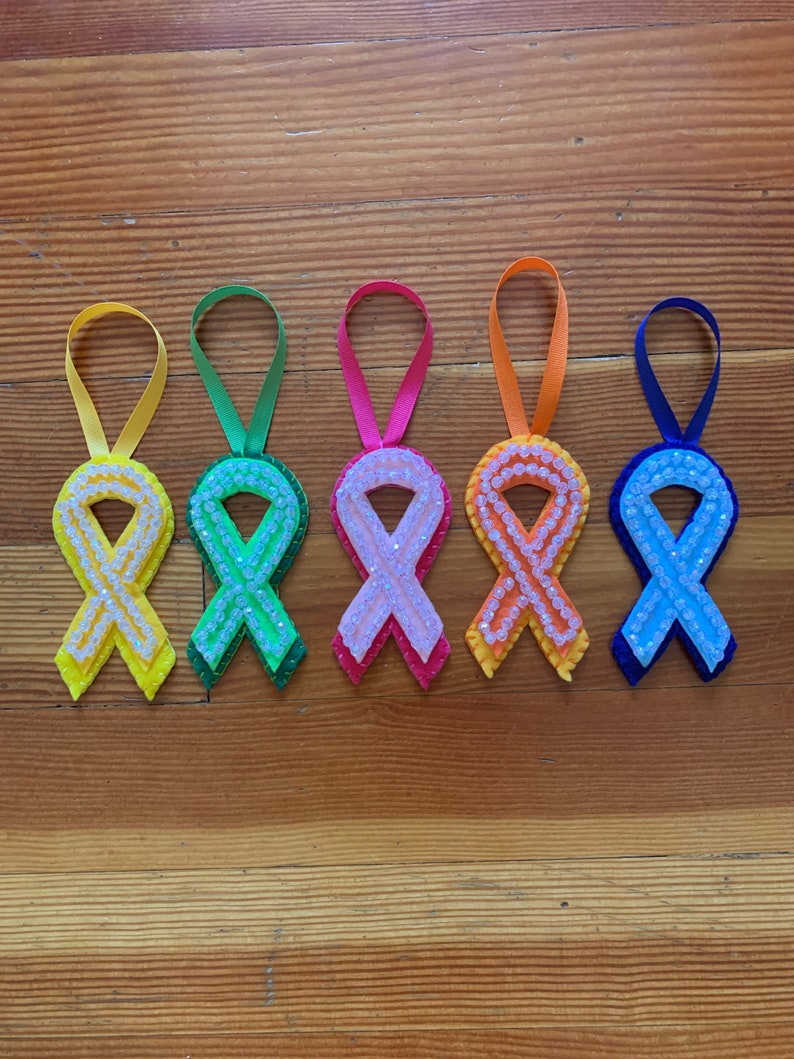 Handmade Beaded Awareness Ribbon Ornament: Cancer Support - Etsy