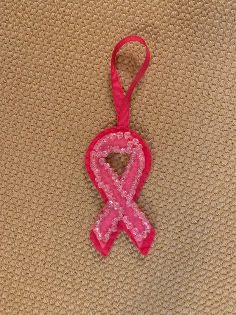 Handmade Beaded Awareness Ribbon Ornament: Cancer Support - Etsy