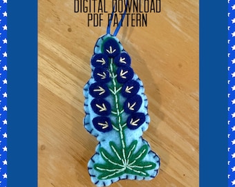 Digital PDF Pattern Download for Texas Bluebonnet Felt Ornament/ Texas State Flower/ Bluebonnet Ornament
