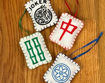 Felt Mahjong Tile Ornament: Handmade Party Favor