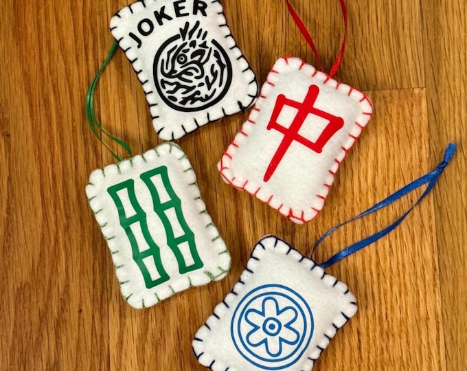 Felt Mahjong Tile Ornament: Handmade Party Favor