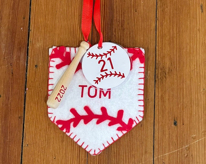 Personalized Baseball Ornament/ Home Plate/ Wine Tag/ High School or College Graduation/ Senior Team Gift