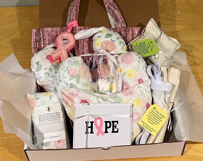 Deluxe Pink Floral Mastectomy Care Package/ Cancer Care Package/ A Port Pillow is Donated to a hospital for each purchase