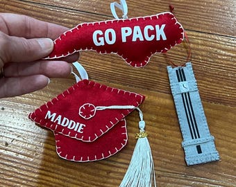Graduation Cap Ornament/ North Carolina Ornament/ Bell Tower Ornament / Go Pack Ornament