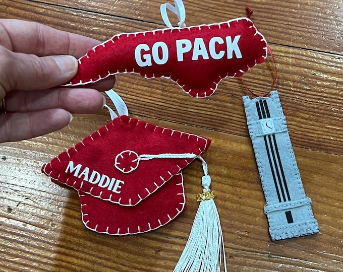 Graduation Cap Ornament/ North Carolina Ornament/ Bell Tower Ornament / Go Pack Ornament