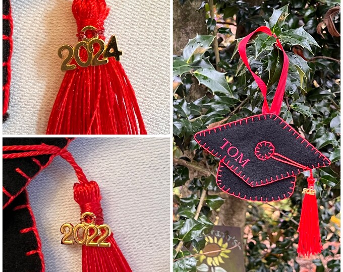 Personalized Graduation Ornament/ Black & Red Graduation Cap/ Georgia Colors/ High School or College Graduation/ 2024 Graduation/Senior Gift