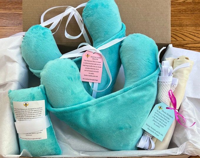 Turquoise Double Mastectomy Care Package/ Cancer Care Package/ A Port Pillow is Donated to a hospital for each purchase