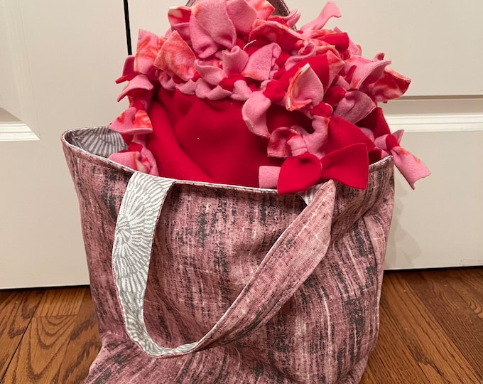 Fleece Blanket and Tote Bag Gift Set/ Red & Pink Cancer Care Package/ Chemo Gift Set/ After Surgery Care Package/ Radiation Survival Kit