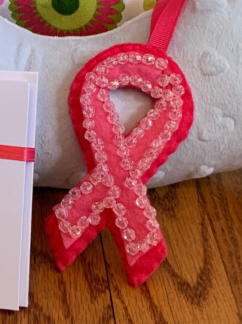 Handmade Beaded Awareness Ribbon Ornament: Cancer Support - Etsy