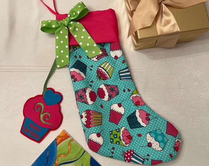 Unique Birthday Stocking/ Christmas Birthday/ Birthday Bag/ Start a Birthday Tradition/ Unique Baby Gift/ Gift Bag