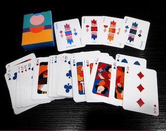 56 PLAYING CARDS High-Spirited Year Kiyasu Oka Edition | 4 Unique Jokers | Shapes Vector Art | Simple Circles Squares | Tarot Readings Tools