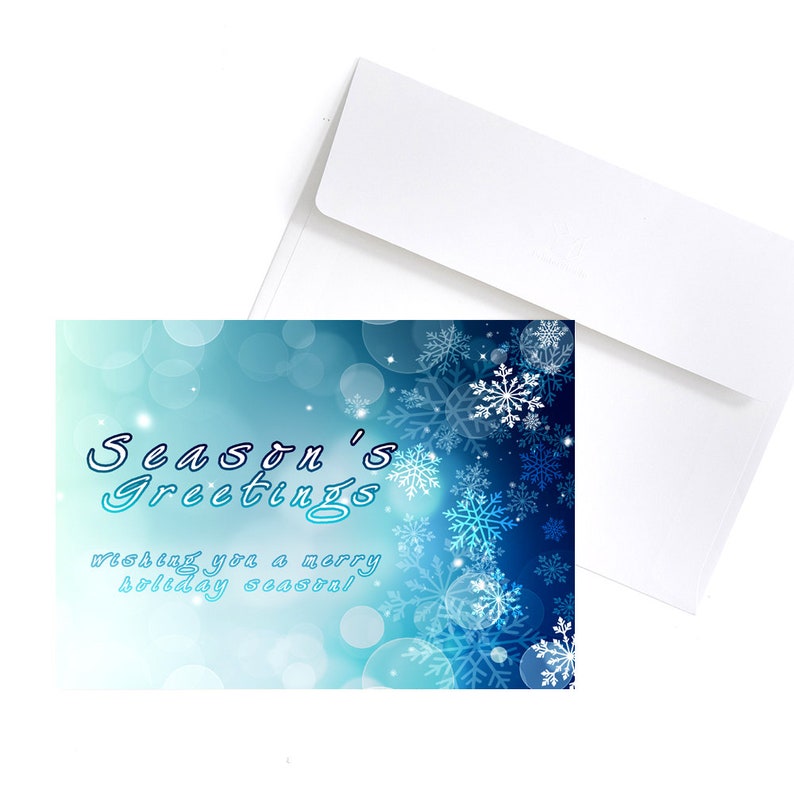 Holiday Season's New Year's Greeting Cards Timeless Perpetual White Christmas Xmas Tree Snowflake Gift Preparation Reusable Any Year image 1