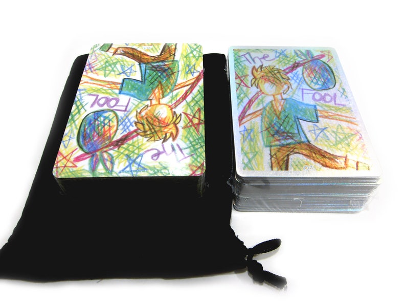 90 CARDS Color Magician Tarot Numerology Unique Deck Cardistry Card Stock Indie Art Illustration Psychic Tool Extra Oracle Answers Drawstring bag
