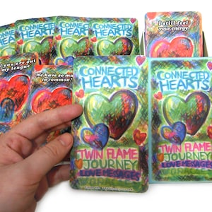 80 CARDS Connected Hearts: Twin Flame Journey Love Messages Oracle | Baralho de cartas de artistas independentes | Leituras de tarô Channeled Words | Leituras psíquicas
