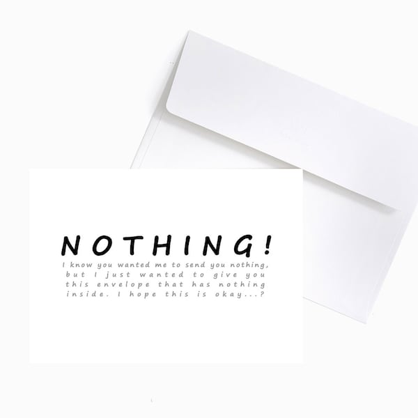 National Nothing Day Greeting Card | Humorous Greetings | Correspondence | Snail Mail Humor | Celebrate Un-Events | Joke Presents | Swap-bot