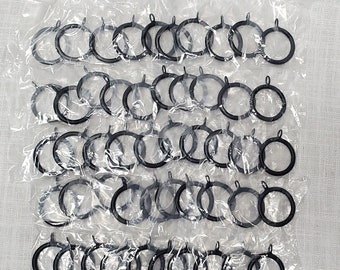 1-1/2" Black Curtain Drapery Metal Rings with Eyelet for 1" rod - Pack of 50 rings