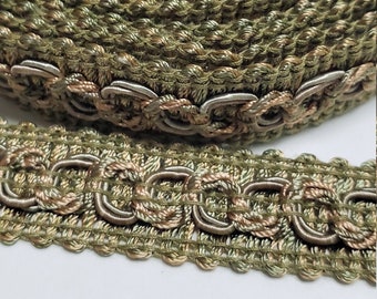 3/4" Braided Gimp Border Trim for Home Decor projects Putty Green - Lt Gold And Green