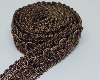 3/4" Braided Gimp Border Trim for Home Decor projects Plum - Purple, Green, Gold