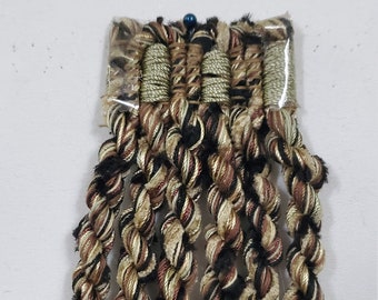 15 YARDS - High End Chenille Divine Paradise 5" Bullion Fringe - Green Black Brown