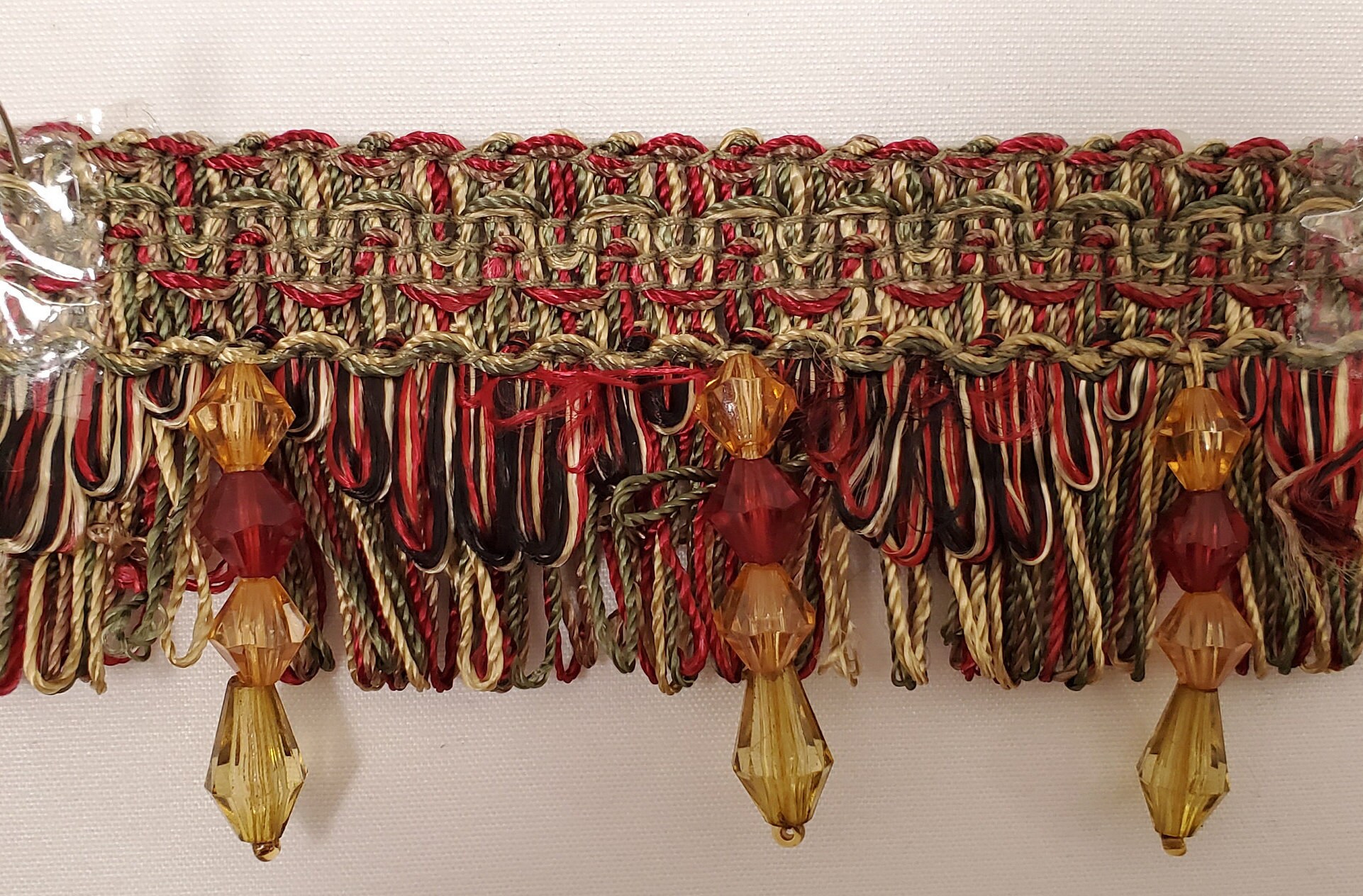 6/6.5 RED Glass SEED Bead Beaded Fringe Trim — Trims and Beads