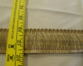 1-3/4 « Brush Fringe Tricolor Oakwood Green and Gold - Pour la décoration intérieure, les draperies, les tissus d’ameublement et l’artisanat