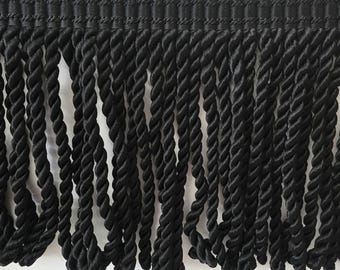 Garniture noire à franges en lingots de 6 po. pour décoration intérieure, tissus d'ameublement et travaux manuels (8 mètres)