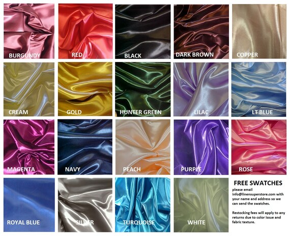 60 Bridal Satin Fabric By The Yard 18 Colors Available Etsy