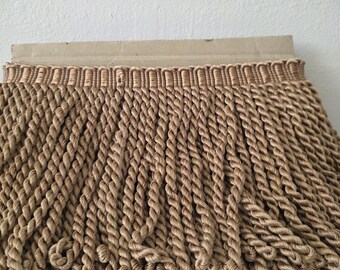 Garniture à franges en lingots d'or blond miel, 20 cm de large, travaux manuels de rembourrage pour la maison