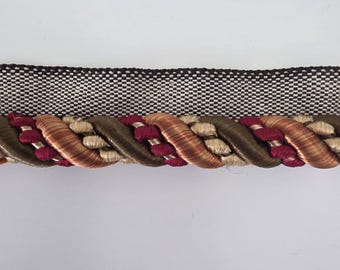 Bordure en cordon torsadé avec rebord - Rouge, orange, marron Travaux manuels de couture d'ameublement