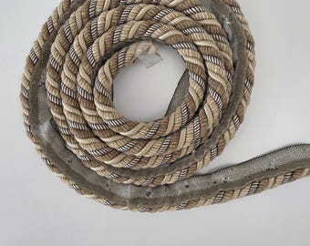 Garniture en cordon torsadé avec rebord - garniture de rembourrage beige, beige, marron 4 yards (A61)