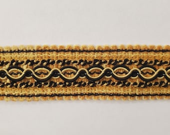 1.5 inch Gimp Braid trim - gold and black  - for sewing and crafts, Upholstery, home decor (A39)