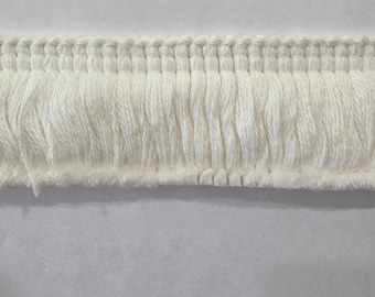 1-1/2" Brush Fringe White  For Home Decor, Drapery, Upholstery and crafts (B13) - 2 yards