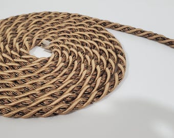 Garniture en cordon torsadé marron clair et noir – tissus d'ameublement, décoration d'intérieur, travaux manuels (A82)