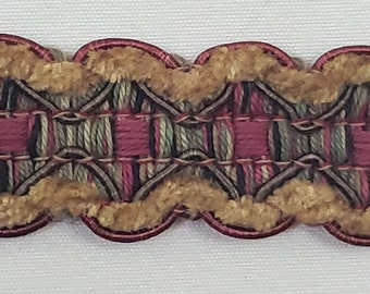 Garniture décorative de haute qualité Chenille Splendid Gimp - Rouge, Vert, Or