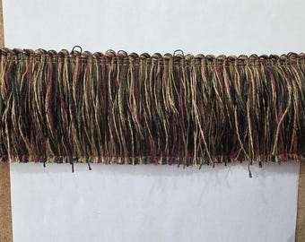 3" Brush Fringe Trim, Black Burgundy Green Gold, Upholstery Sewing Crafts (B03)