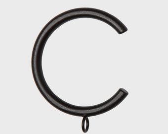 1.5" C Bypass Black Curtain Drapery Metal Ring with Eyelet for 1" rod - drapery hardware ring 1-1/2 inch