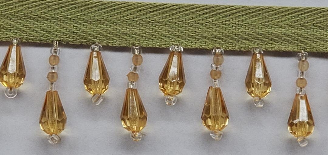 25 YARDS Sparkling Decorative Bead Ribbon Fringe - Light Yellow Gold ...