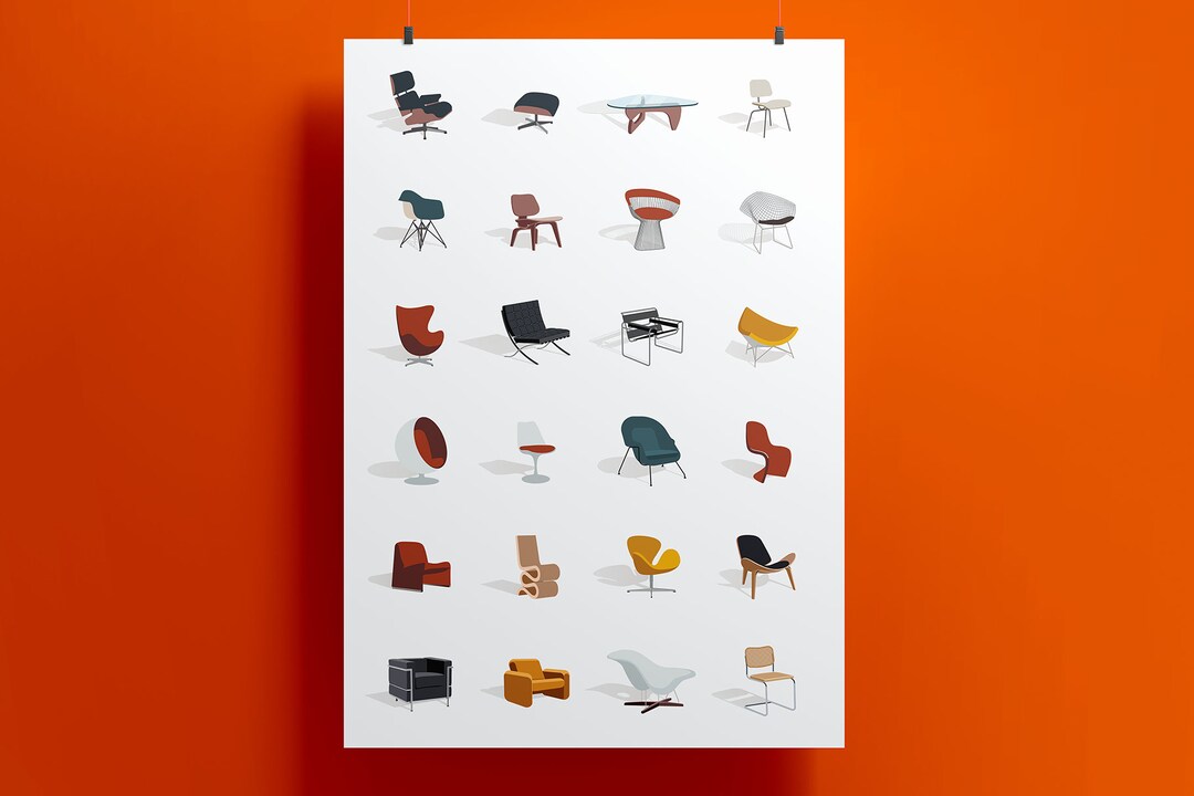 Iconic Chairs Print Etsy