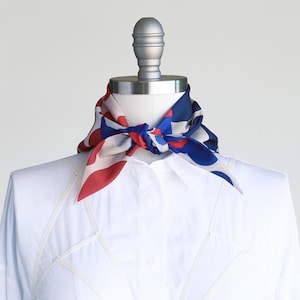 Red White Blue Bandana Scarf: Abstract Triangle Cowgirl Ascot