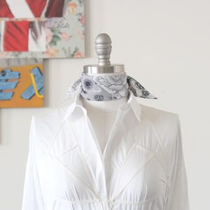 Silver Grey Triangle Bandana Scarf: Handmade Patchwork Neckerchief