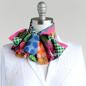 Jewel Tone Chiffon Schal: Patchwork Print Boho Bogen