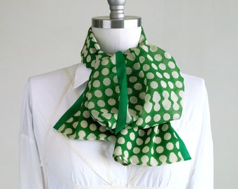 Garden green dot oblong chiffon scarf, Spring fashion accessory, woman chiffon scarf, clover-green accent, boho scarf, stylish mom gift