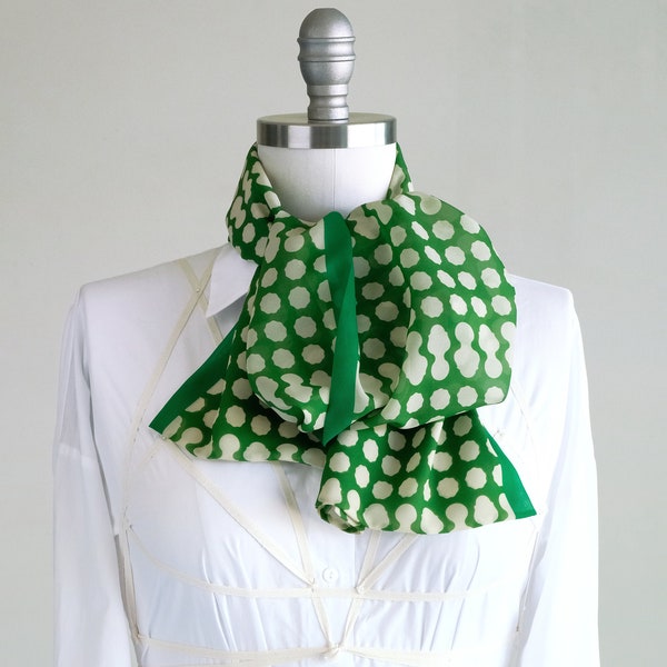 Garden green dot oblong chiffon scarf, Spring fashion accessory, woman chiffon scarf, clover-green accent, boho scarf, stylish mom gift