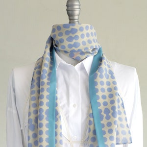 Lilac blue dot scarf, modern chiffon scarf, womens pretty scarf, woman chiffon scarf, stylish work accent, chic everyday scarf
