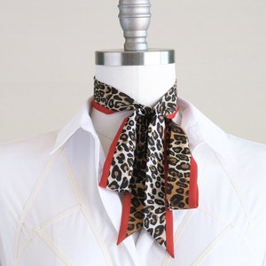 Leopard skinny scarf, black brown red scarf, hair scarf, retro vibe neck scarf, ribbon scarf, pussybow neck tie, jeans outfit topper